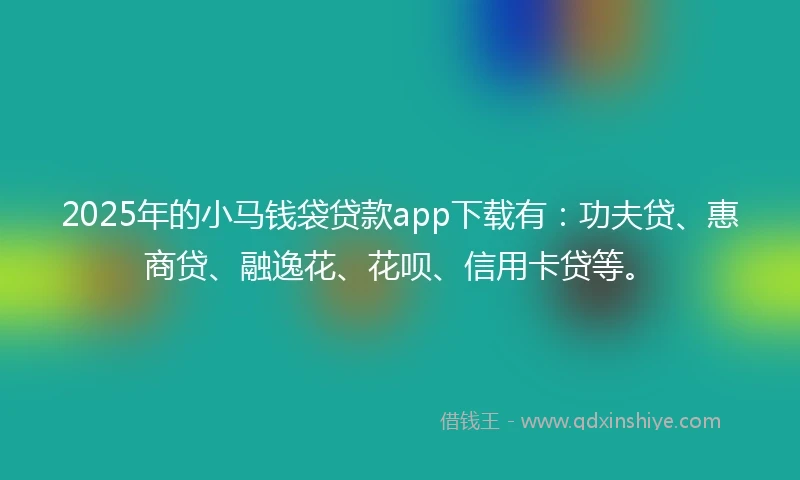 2025年的小马钱袋贷款app下载有：功夫贷、惠商贷、融逸花、花呗、信用卡贷等。