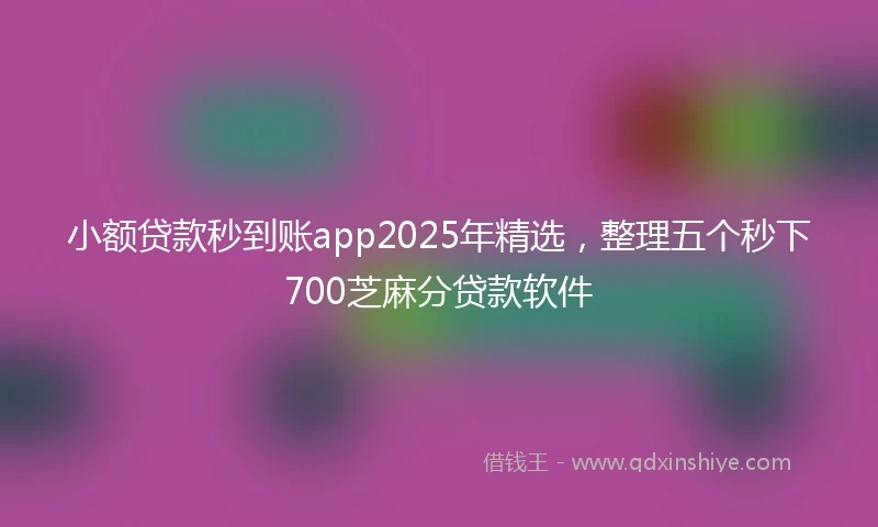小额贷款秒到账app2025年精选，整理五个秒下700芝麻分贷款软件