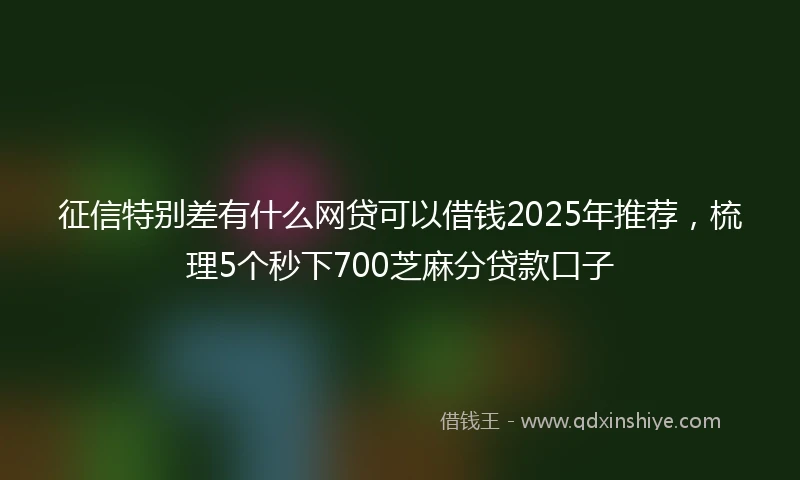 征信特别差有什么网贷可以借钱2025年推荐，梳理5个秒下700芝麻分贷款口子