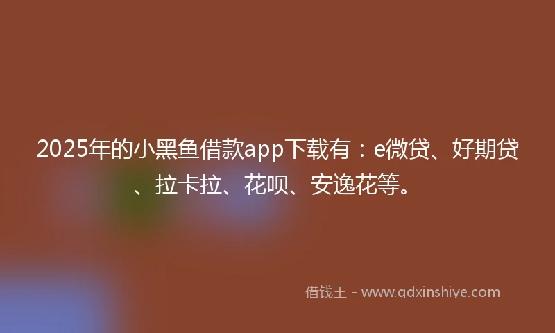 2025年的小黑鱼借款app下载有：e微贷、好期贷、拉卡拉、花呗、安逸花等。