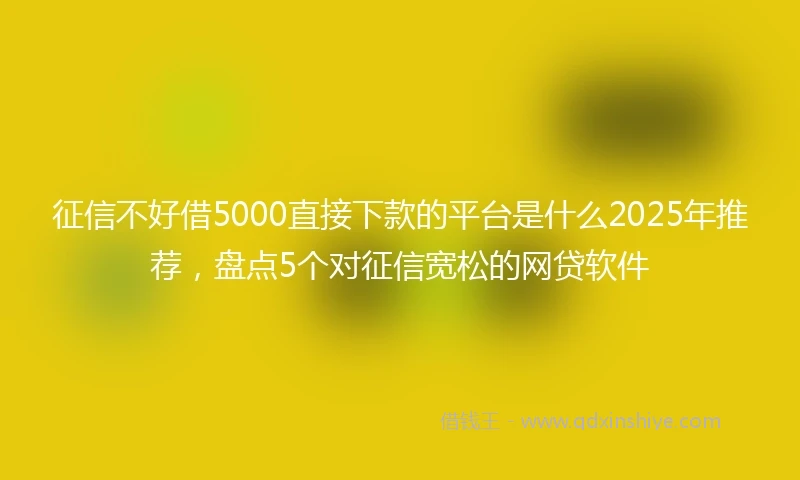 征信不好借5000直接下款的平台是什么2025年推荐，盘点5个对征信宽松的网贷软件