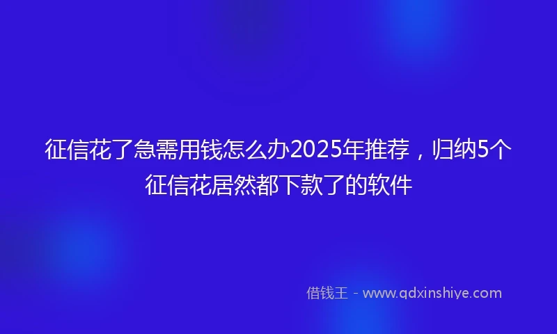 征信花了急需用钱怎么办2025年推荐，归纳5个征信花居然都下款了的软件