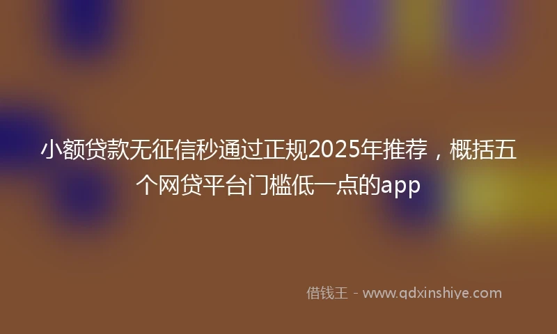 小额贷款无征信秒通过正规2025年推荐，概括五个网贷平台门槛低一点的app