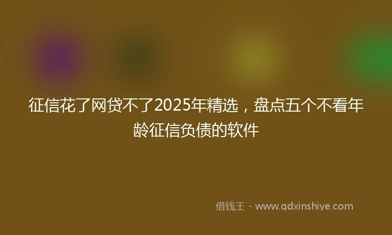 征信花了网贷不了2025年精选，盘点五个不看年龄征信负债的软件