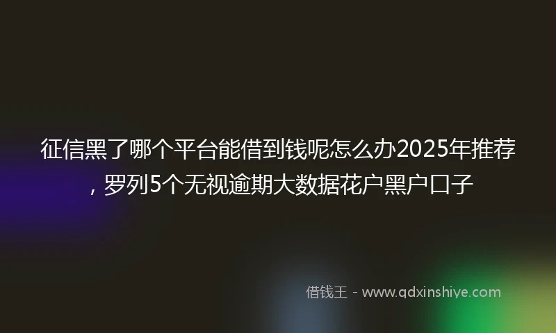 征信黑了哪个平台能借到钱呢怎么办2025年推荐，罗列5个无视逾期大数据花户黑户口子
