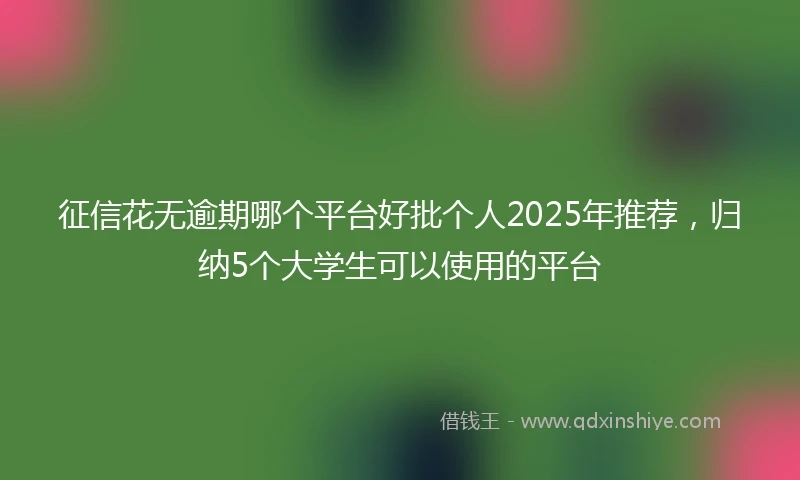 征信花无逾期哪个平台好批个人2025年推荐,归纳5个大学生可以使用的平台