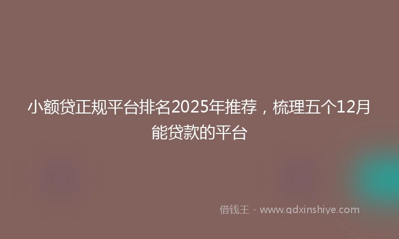 小额贷正规平台排名2025年推荐，梳理五个12月能贷款的平台