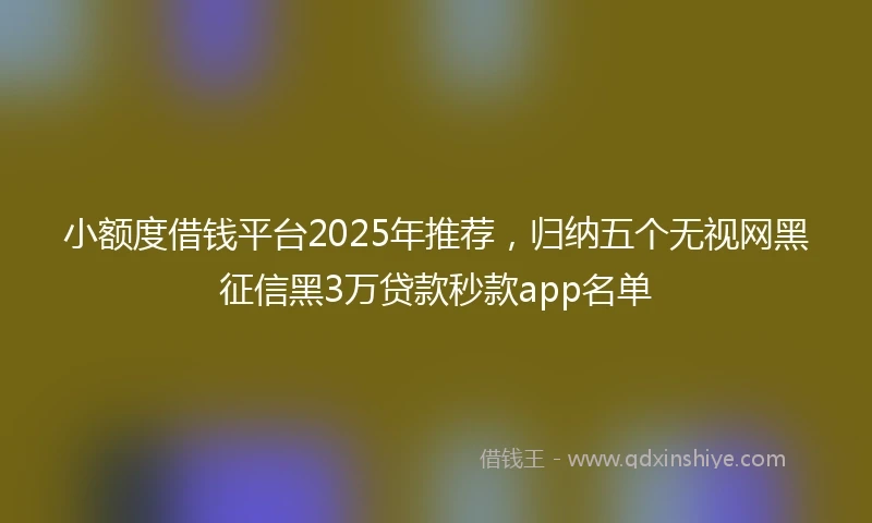 小额度借钱平台2025年推荐，归纳五个无视网黑征信黑3万贷款秒款app名单