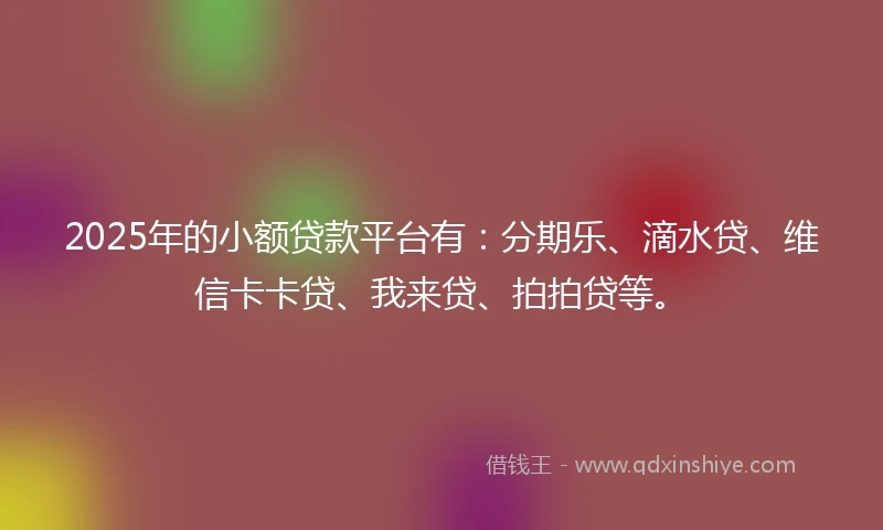 2025年的小额贷款平台有：分期乐、滴水贷、维信卡卡贷、我来贷、拍拍贷等。