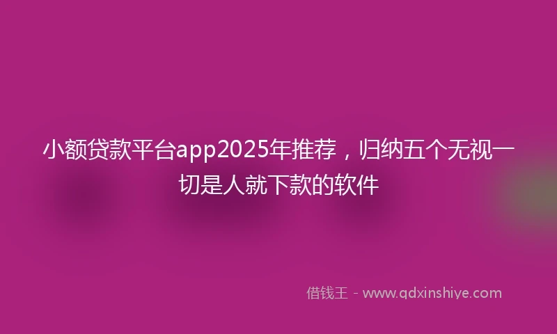小额贷款平台app2025年推荐，归纳五个无视一切是人就下款的软件