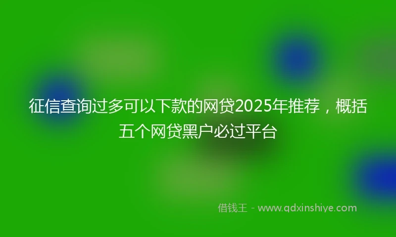 征信查询过多可以下款的网贷2025年推荐，概括五个网贷黑户必过平台