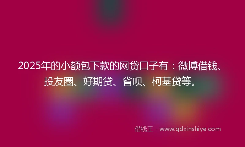 2025年的小额包下款的网贷口子有：微博借钱、投友圈、好期贷、省呗、柯基贷等。