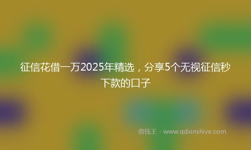 征信花借一万2025年精选,分享5个无视征信秒下款的口子