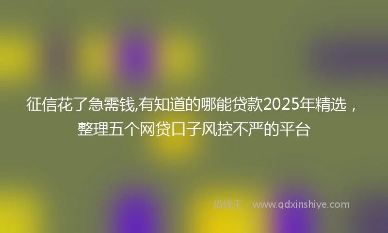 征信花了急需钱,有知道的哪能贷款2025年精选,整理五个网贷口子风控不严的平台