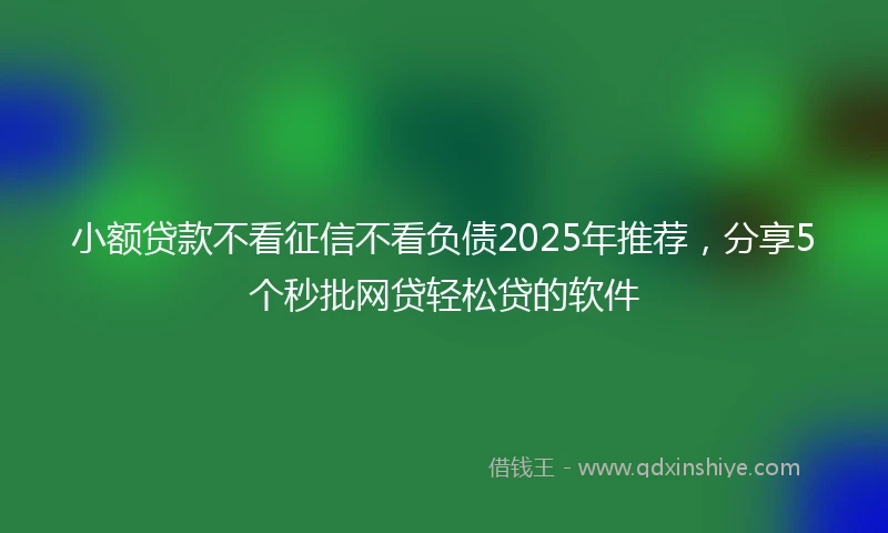 小额贷款不看征信不看负债2025年推荐，分享5个秒批网贷轻松贷的软件
