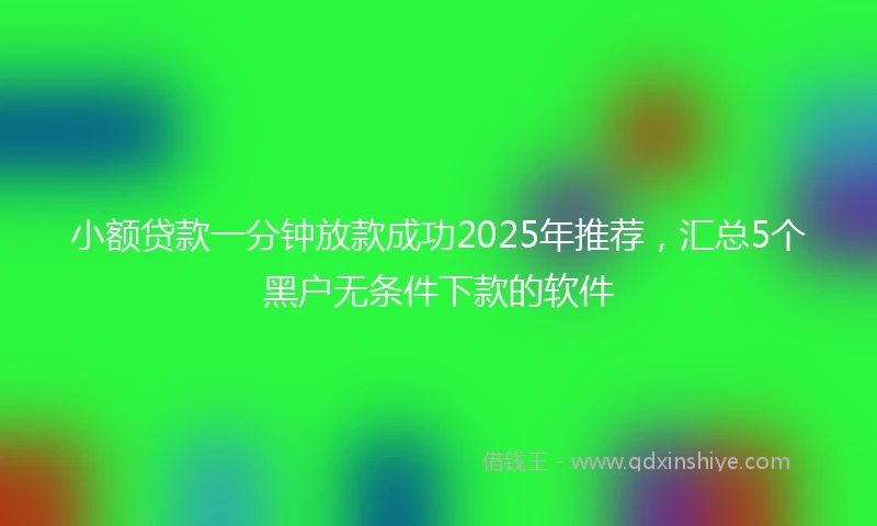 小额贷款一分钟放款成功2025年推荐，汇总5个黑户无条件下款的软件