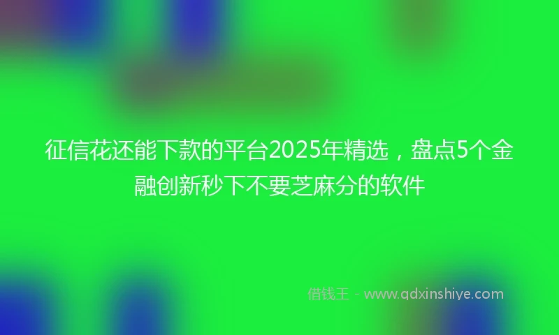 征信花还能下款的平台2025年精选，盘点5个金融创新秒下不要芝麻分的软件