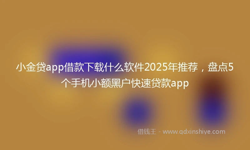 小金贷app借款下载什么软件2025年推荐，盘点5个手机小额黑户快速贷款app