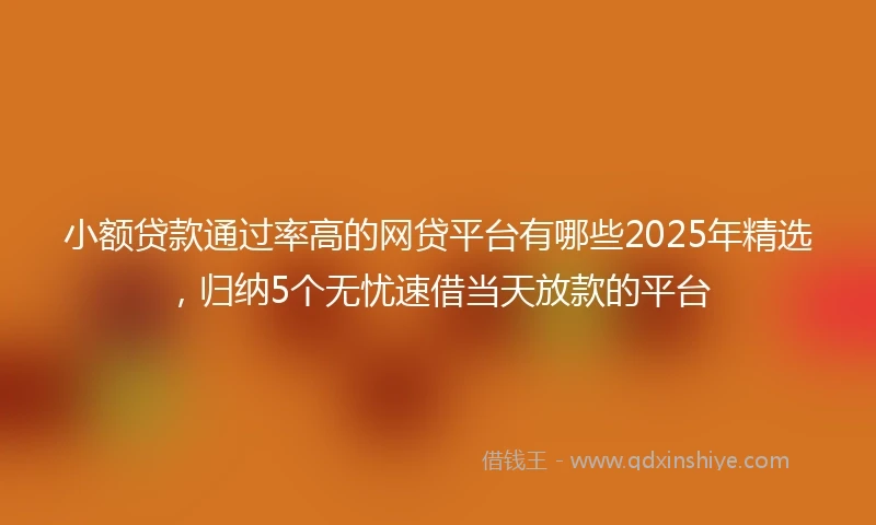 小额贷款通过率高的网贷平台有哪些2025年精选，归纳5个无忧速借当天放款的平台
