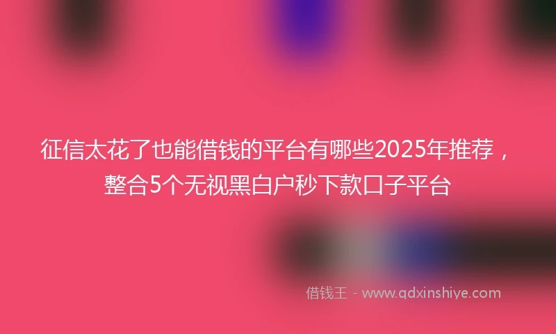征信太花了也能借钱的平台有哪些2025年推荐，整合5个无视黑白户秒下款口子平台