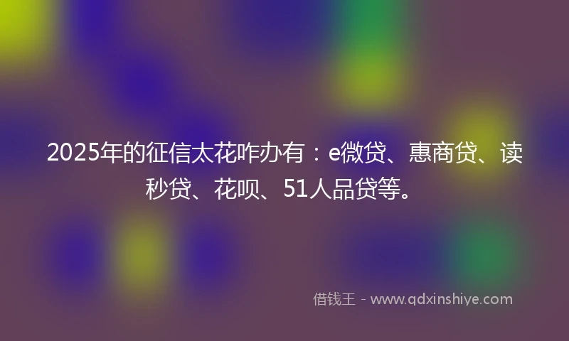 2025年的征信太花咋办有：e微贷、惠商贷、读秒贷、花呗、51人品贷等。