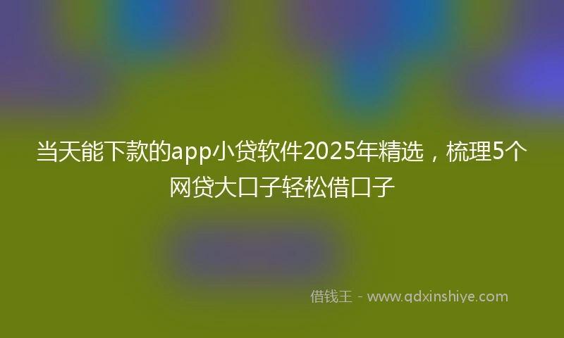 当天能下款的app小贷软件2025年精选，梳理5个网贷大口子轻松借口子