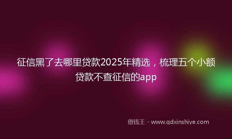 征信黑了去哪里贷款2025年精选，梳理五个小额贷款不查征信的app