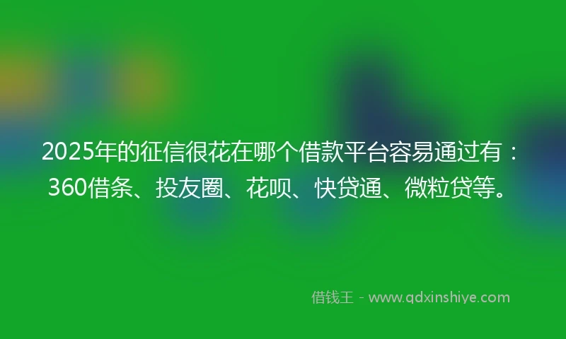 2025年的征信很花在哪个借款平台容易通过有：360借条、投友圈、花呗、快贷通、微粒贷等。