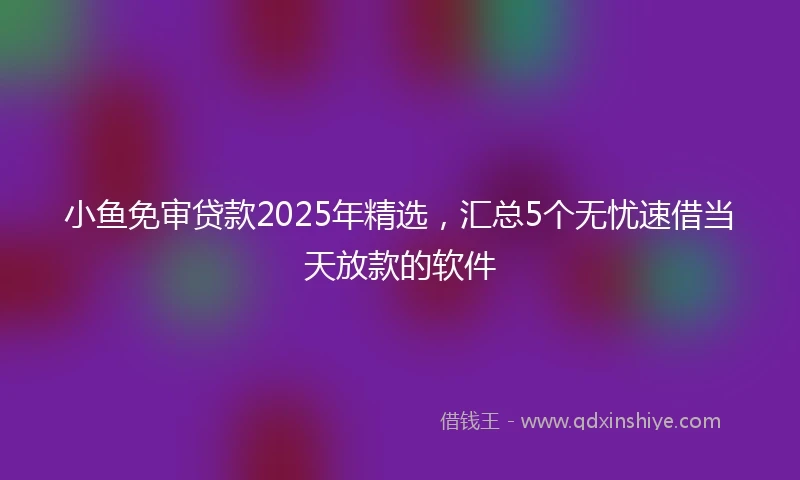 小鱼免审贷款2025年精选，汇总5个无忧速借当天放款的软件