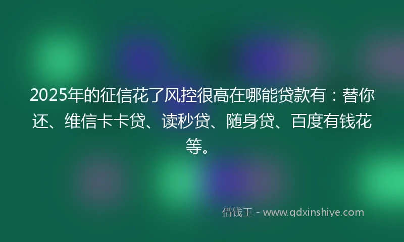 2025年的征信花了风控很高在哪能贷款有：替你还、维信卡卡贷、读秒贷、随身贷、百度有钱花等。