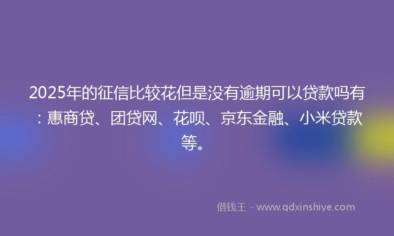 2025年的征信比较花但是没有逾期可以贷款吗有：惠商贷、团贷网、花呗、京东金融、小米贷款等。