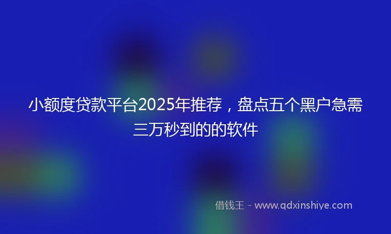 小额度贷款平台2025年推荐，盘点五个黑户急需三万秒到的的软件