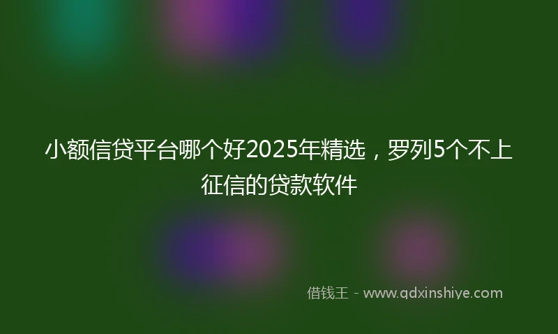 小额信贷平台哪个好2025年精选，罗列5个不上征信的贷款软件