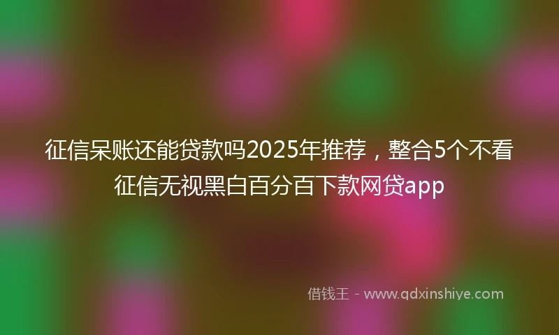 征信呆账还能贷款吗2025年推荐，整合5个不看征信无视黑白百分百下款网贷app