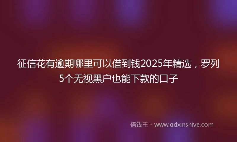 征信花有逾期哪里可以借到钱2025年精选，罗列5个无视黑户也能下款的口子