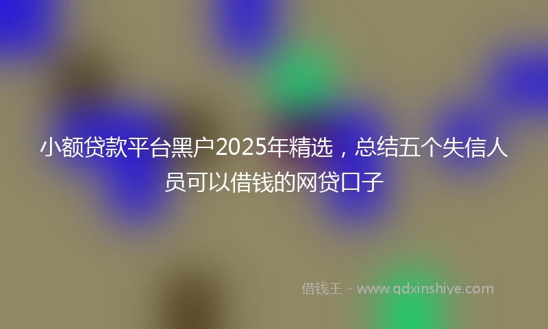 小额贷款平台黑户2025年精选,总结五个失信人员可以借钱的网贷口子