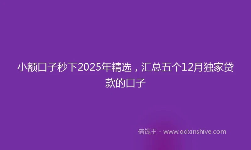 小额口子秒下2025年精选，汇总五个12月独家贷款的口子