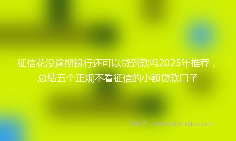 征信花没逾期银行还可以贷到款吗2025年推荐，总结五个正规不看征信的小额贷款口子