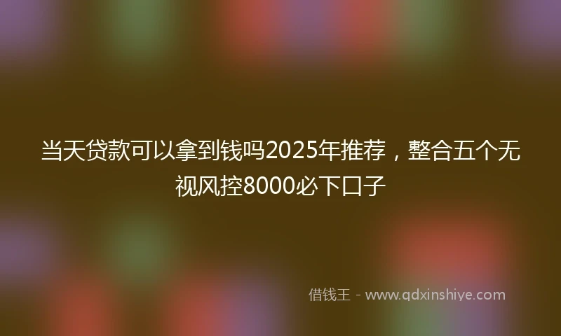 当天贷款可以拿到钱吗2025年推荐，整合五个无视风控8000必下口子