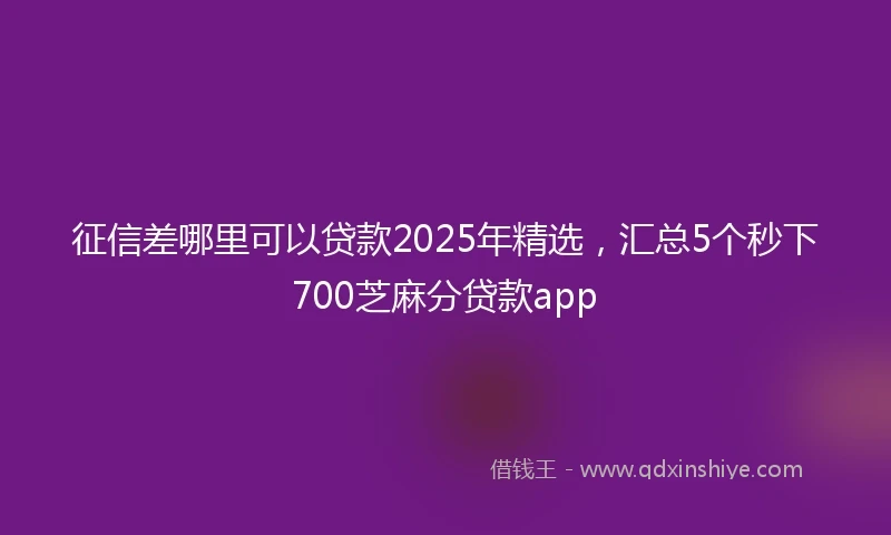 征信差哪里可以贷款2025年精选，汇总5个秒下700芝麻分贷款app