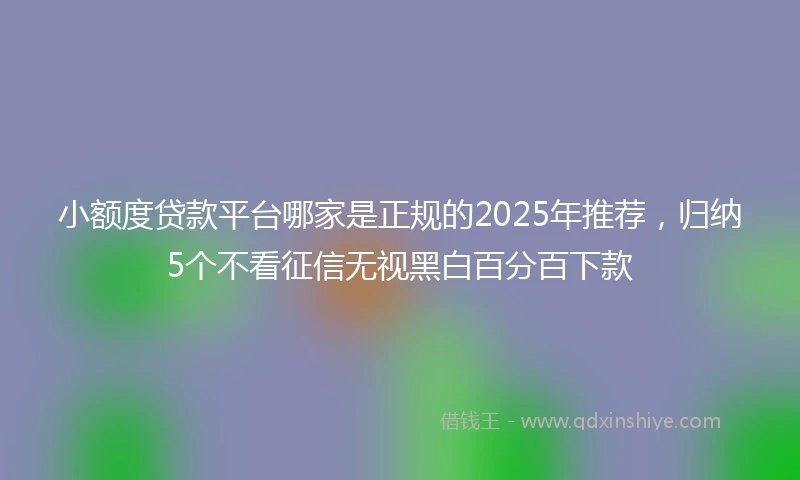 小额度贷款平台哪家是正规的2025年推荐，归纳5个不看征信无视黑白百分百下款
