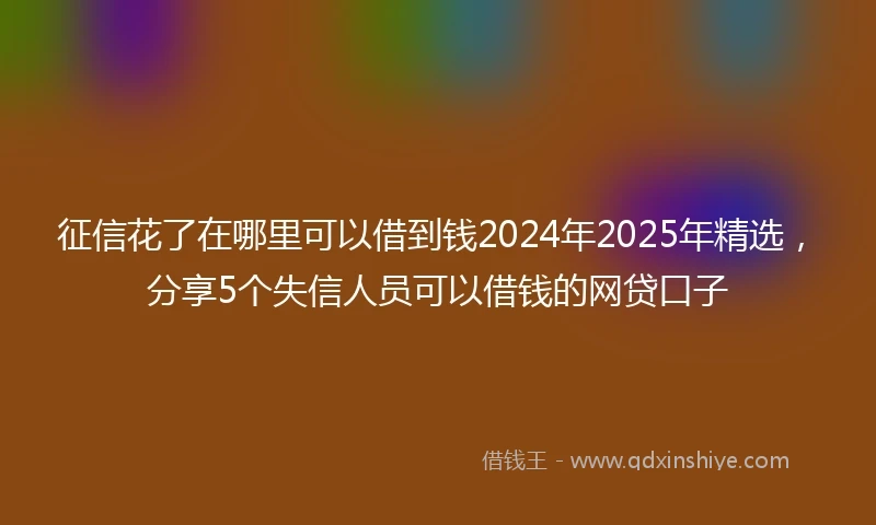 征信花了在哪里可以借到钱2024年2025年精选，分享5个失信人员可以借钱的网贷口子