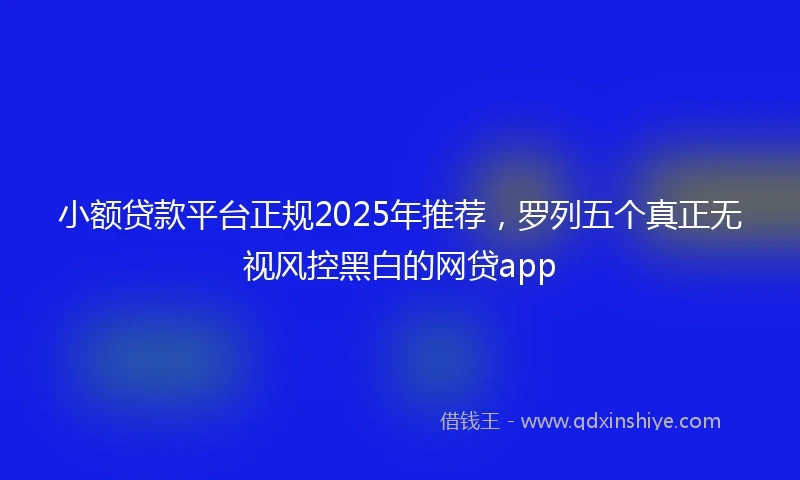 小额贷款平台正规2025年推荐，罗列五个真正无视风控黑白的网贷app