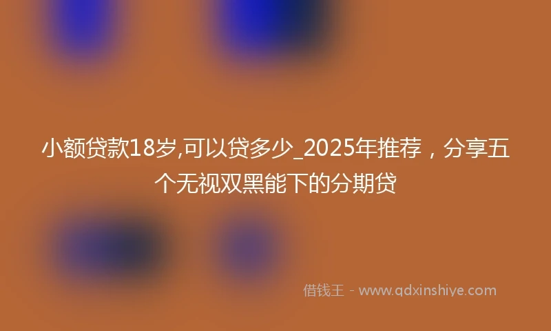 小额贷款18岁,可以贷多少_2025年推荐，分享五个无视双黑能下的分期贷