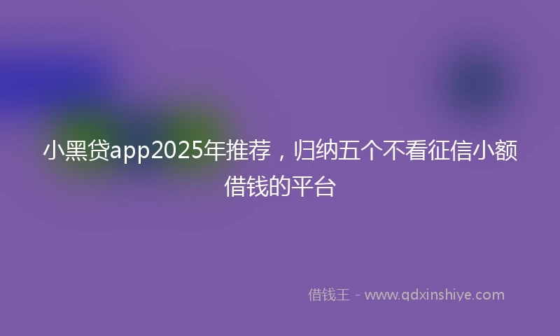 小黑贷app2025年推荐，归纳五个不看征信小额借钱的平台
