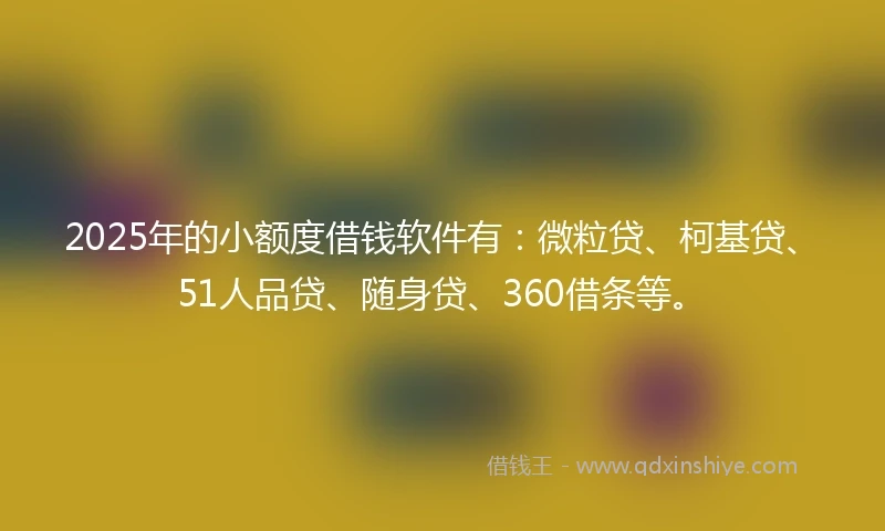 2025年的小额度借钱软件有：微粒贷、柯基贷、51人品贷、随身贷、360借条等。