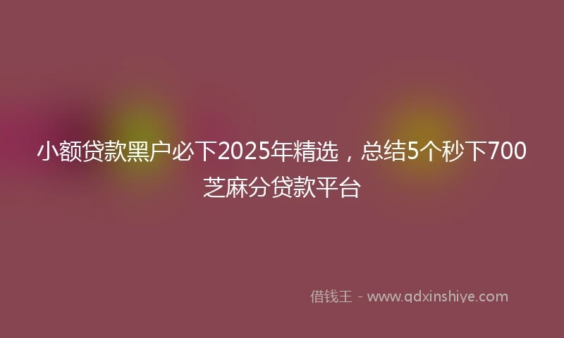 小额贷款黑户必下2025年精选，总结5个秒下700芝麻分贷款平台