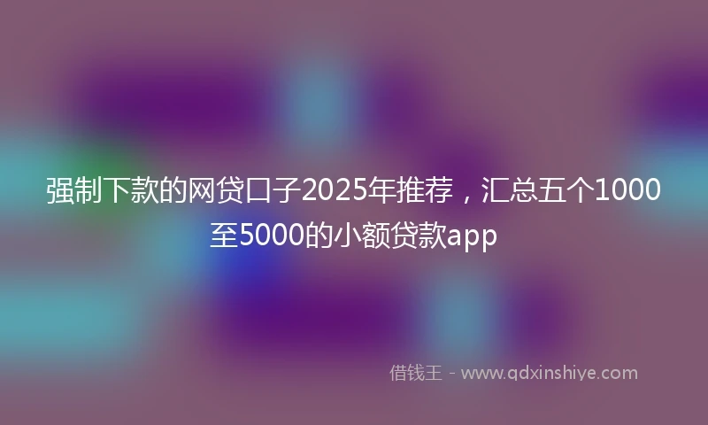 强制下款的网贷口子2025年推荐，汇总五个1000至5000的小额贷款app