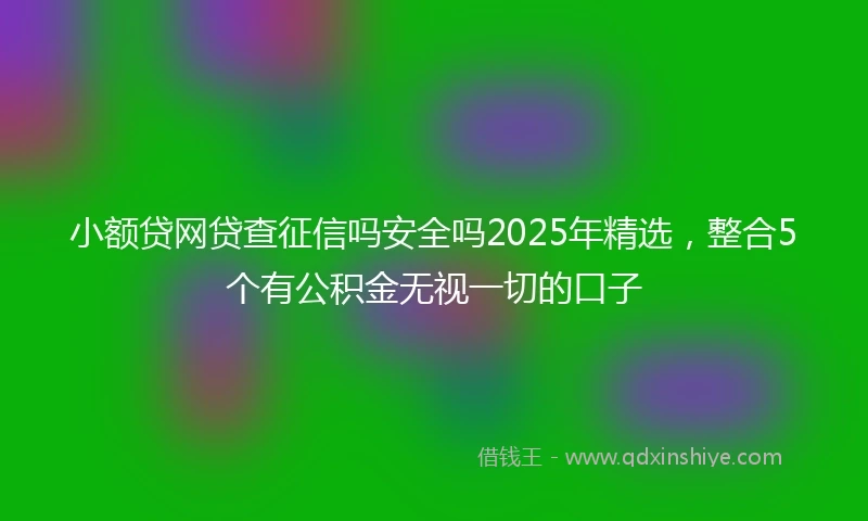 小额贷网贷查征信吗安全吗2025年精选，整合5个有公积金无视一切的口子