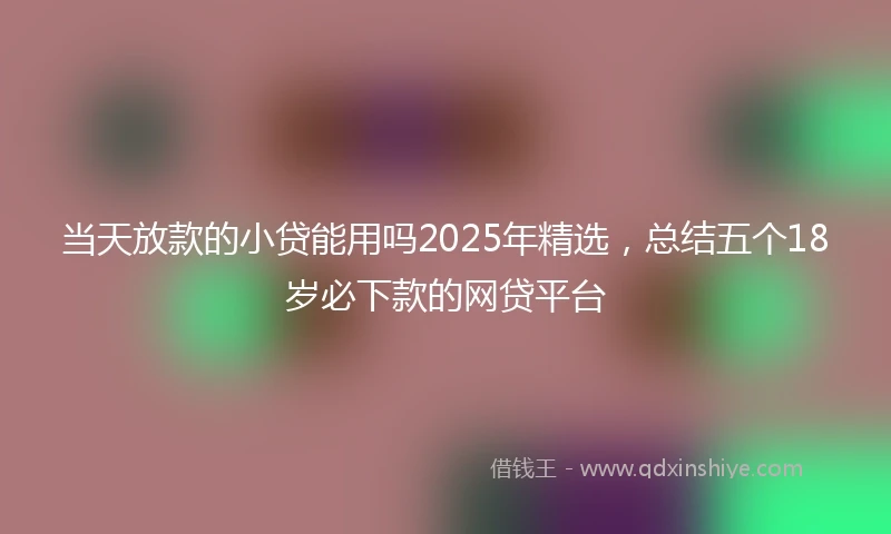 当天放款的小贷能用吗2025年精选，总结五个18岁必下款的网贷平台